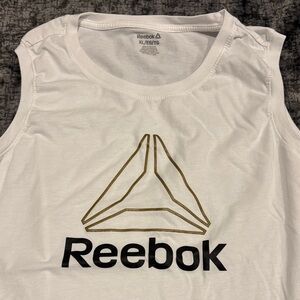 Reebok White Tank with Gold and Black Logo